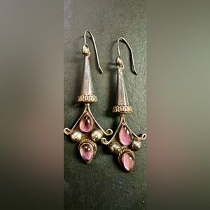 Sterling Silver Purple Amethyst Gem Teardrop Dangle Earrings